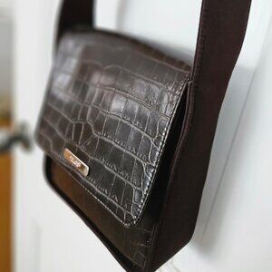 Nine West crocodile-embossed faux leather crossbody purse w adjustable strap